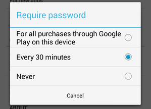 google play app purchase password settings