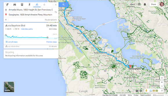 google maps bike
