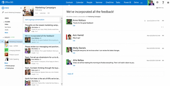 owa group conversation feed