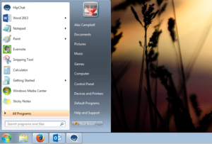 Windows 7 start menu