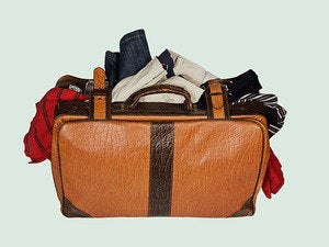 overstuffed suitcase