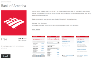 bank of america windows phone app