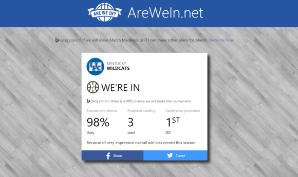 microsoft bing arewein NCAA basketball