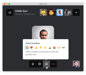 slack voice call reactions